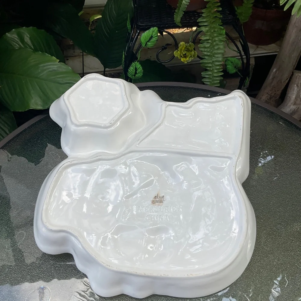 Large Christmas Mercuries Porcelain Snowman Chip & Dip Tray